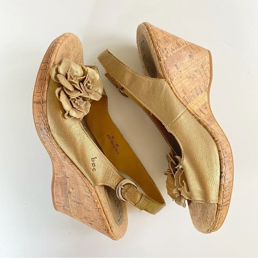 B.O.C. BORN CONCEPT Gold Wedge Sandals - Picture 4 of 14